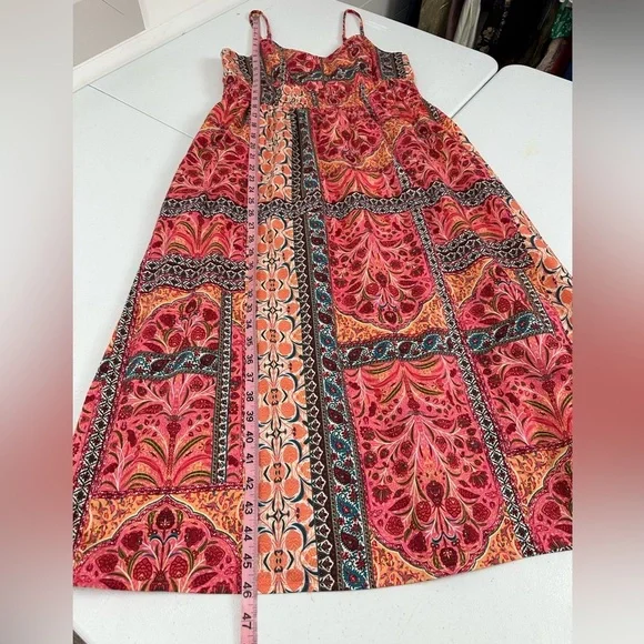 Old Navy Women's Waist-Defined Cami Midi Beach Sun Dress Pink Paisley Medium - Picture 6 of 12